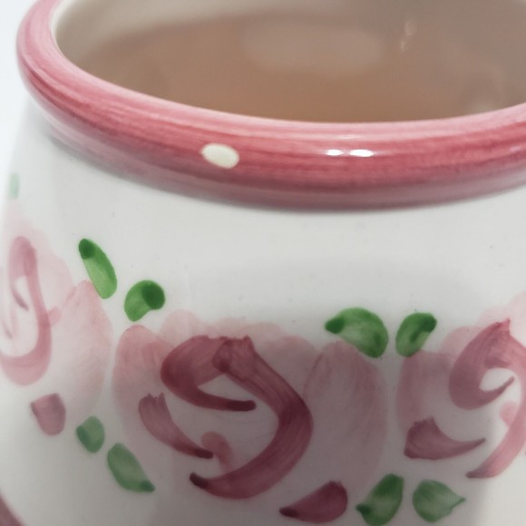 Small Candle Holder Shade Topper Waxcessories Ceramic Pink Flowers White Flaw - Picture 8 of 10